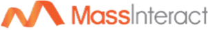 Mass Interact company logo, featuring uppercase 'M' and 'I' letters with Mass in orange color